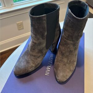 Stuart Weitzman Charcoal Suede Heeled Booties